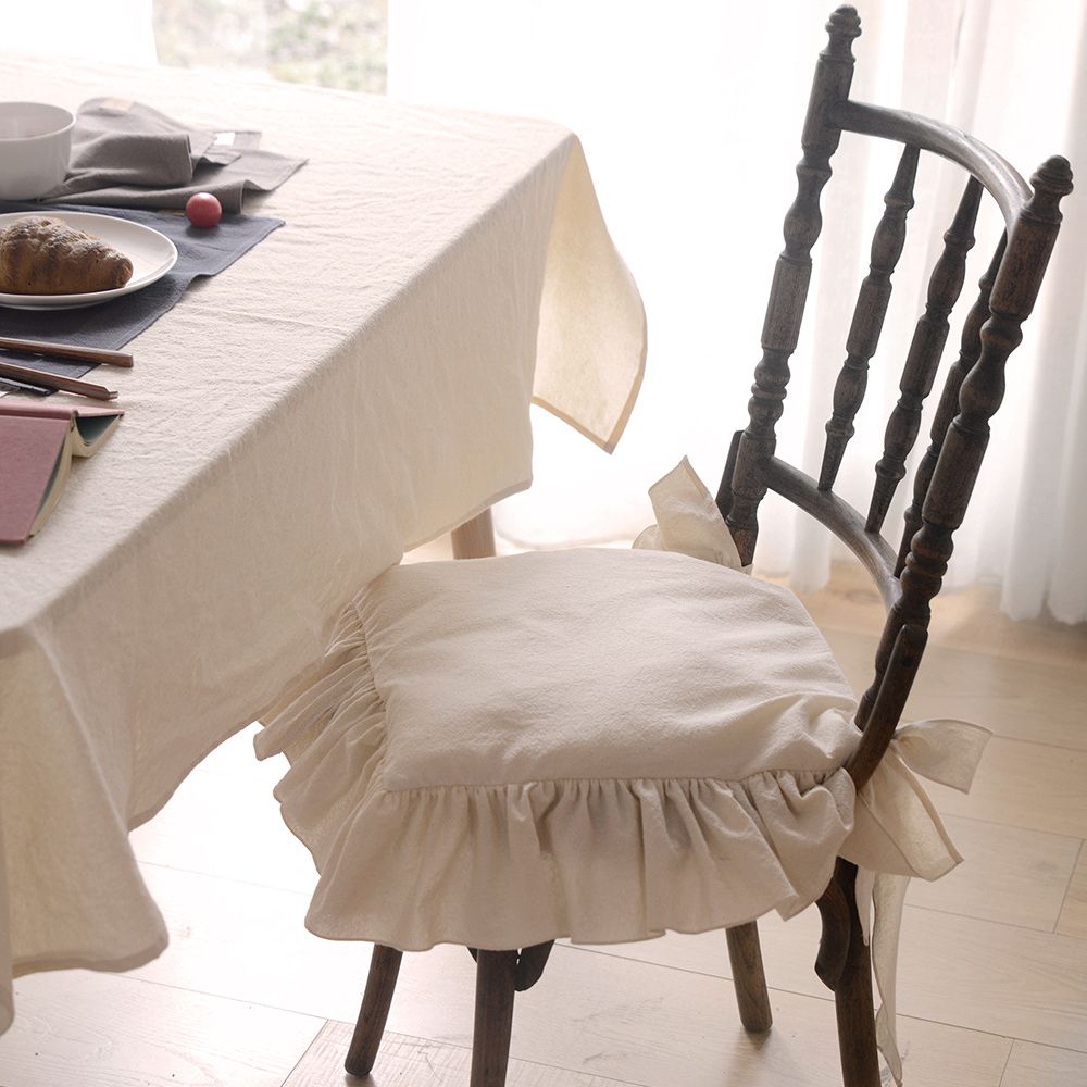 Ruffles Seat Mat Cover,Flouncing Dinning Chair Pat Decor,Customizable Princess Frill Cotton Chair Cushion Cover - Provence Home Living Store