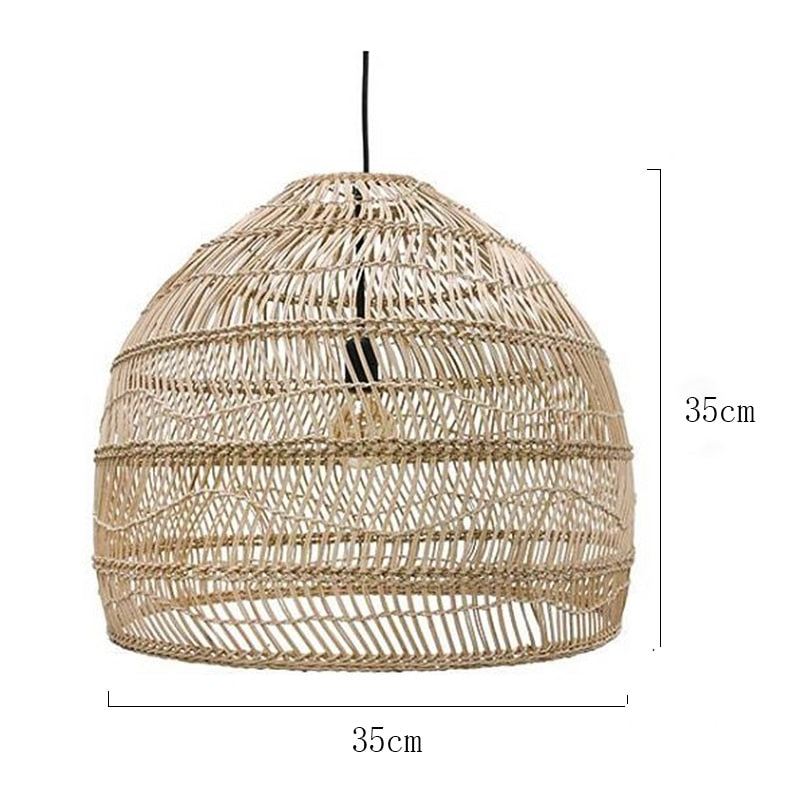 Natural Rattan Lamp Pendant light New Chinese Style Hand-woven Pendant Light for Living Room Hanging Luminaire Dining Room light - Provence Home Living Store