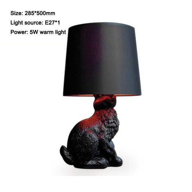 Nordic Black Resin Table Lamp Creative Modern Cloth Art Animal Rabbit Led Table Light Living Room Dining Room Bedroom Home Decor - Provence Home Living Store