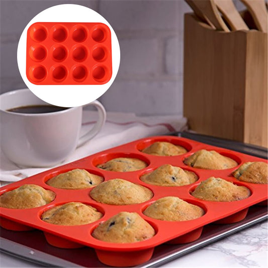 12 Cavity Muffin Cup Cake Mold Silicone Cake Bakeware Fondant Cupcake Muffin Mold Cookies Muffin Chocolate Mould Baking Tools - Provence Home Living Store