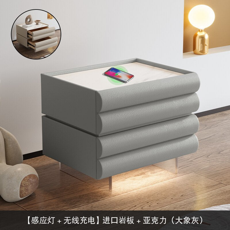 Bedroom Modern Nightstand Beige Aesthetic Design Drawers Storage Nightstand Wood Minimalist Mesitas De Noche Home Furniture - Provence Home Living Store