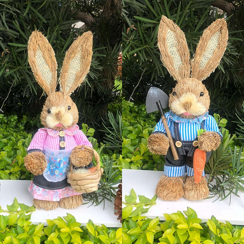 2023 Year Easter Straw Easter Rabbit Decoration with Clothes Happy Easter Home Garden Wedding Ornament Photo Props Crafts Bunny - Provence Home Living Store