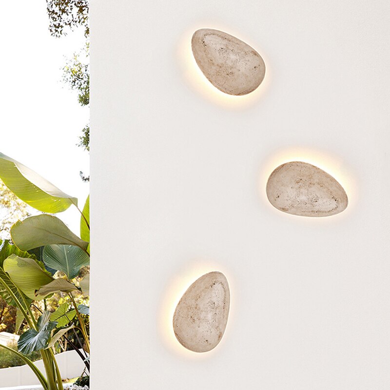 New Natural Yellow Stone Ip65 Waterproof Ledwall Lamp Personalized Cobblestone Villa Courtyard Doorway Corridor Decorative Light - Provence Home Living Store