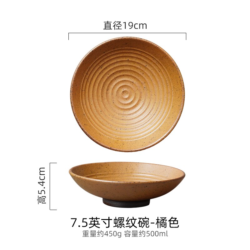 Retro old ceramic large ramen bowl household rice bowl restaurant salad bowl creative large soup bowl Japanese tableware - Provence Home Living Store