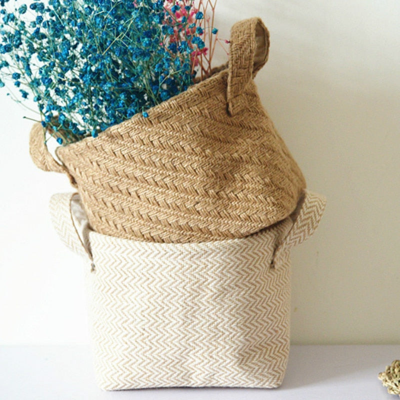 Jute woven cloth flower pot storage basket children&#39;s toys sundries storage bag laundry basket WF1107 - Provence Home Living Store