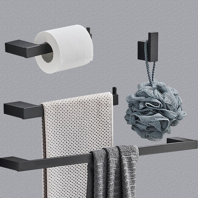 Space Aluminum Bathroom Set Robe Hook Towel Rail Bar Rack Bar Shelf Tissue Paper Holder Toothbrush Holder Bathroom Accesso - Provence Home Living Store