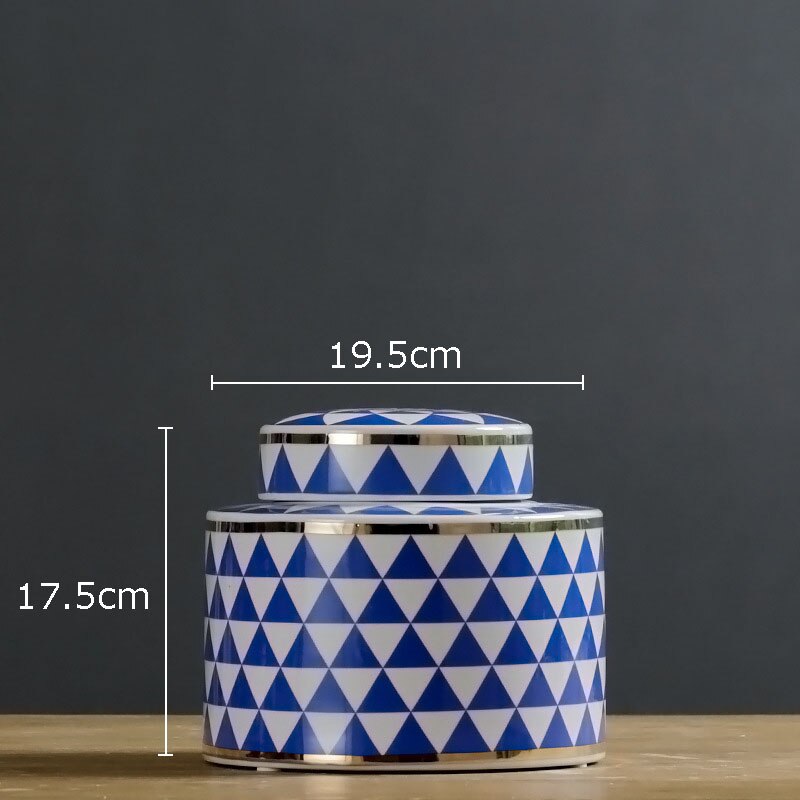 Geometric Ceramic Storage with Lid Modern Creative Vase Home Decoration Living Room Desktop Small Objects Candy Storage Jar New - Provence Home Living Store