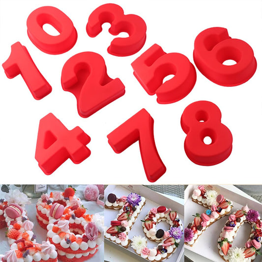 Large Silicone Number Molds 0-9 Arabic Number Cake Baking Mold Chocolate Jelly Candy Fondant Mould for Birthday Party Decoration - Provence Home Living Store