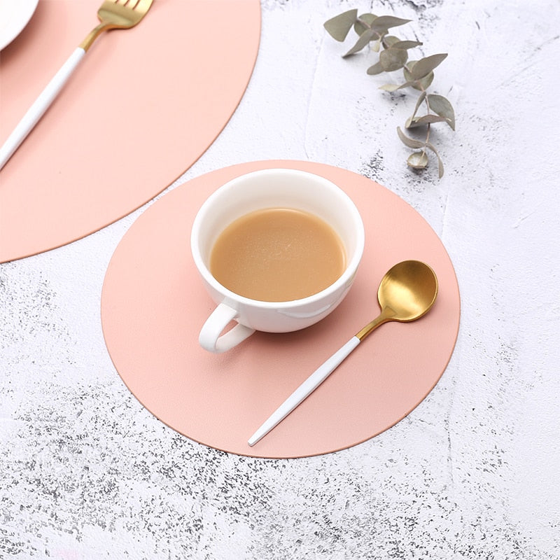 Insulation Oilproof Leather Placemat Western Food Dining Tableware Table Mat Pads Bowl Cup Coaster Kitchen Accessorie - Provence Home Living Store