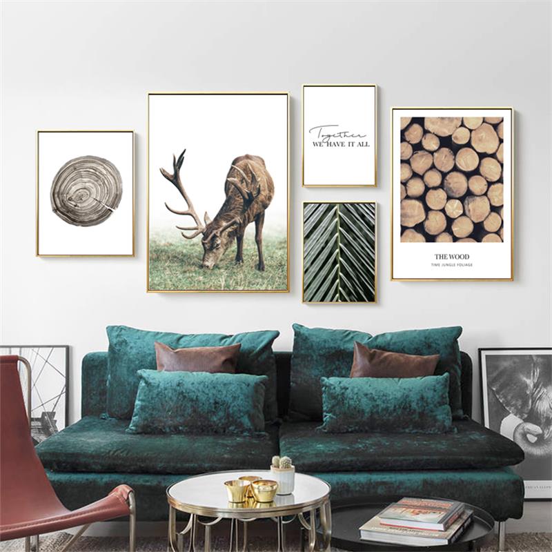 Scandinavian Poster Nordic Style Deer Wood Wall Art Canvas - Provence Home Living Store