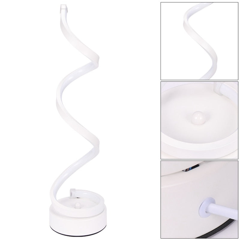 LED Spiral Table Lamp Curved Desk Bedside Lamp - Provence Home Living Store