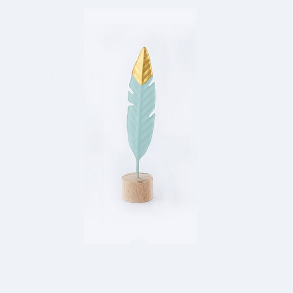 Modern Iron Feather Wooden Base Decorations - Provence Home Living Store