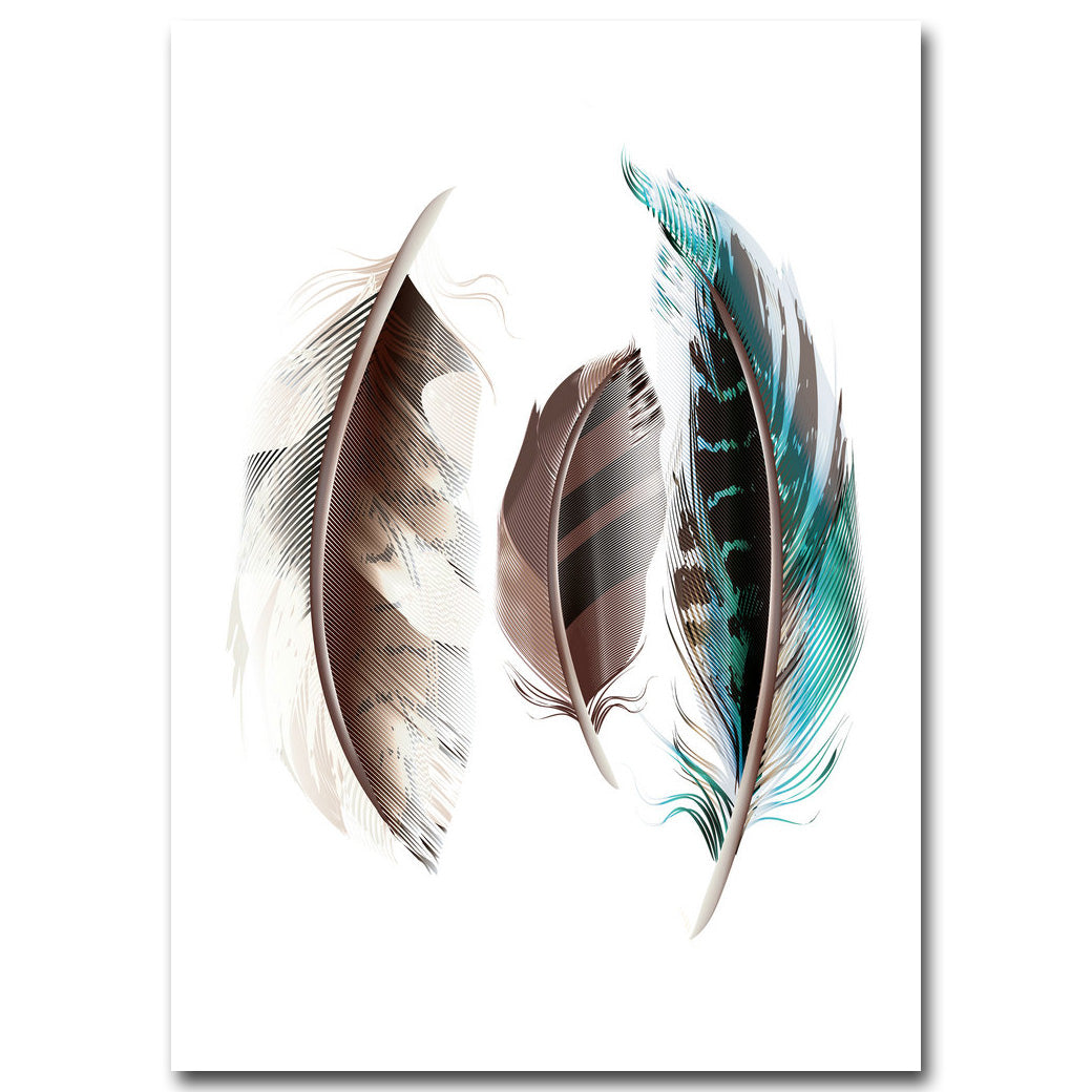 Watercolor Feathers Abstract Poster Canvas - Provence Home Living Store