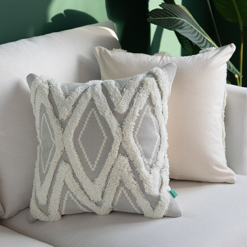 Cotton Woven cushion cover Iovry Tassels pillow cover Morroccan Style Tuft for Home decoration Sofa Bed 45x45cm/30x50cm/50x50cm - Provence Home Living Store