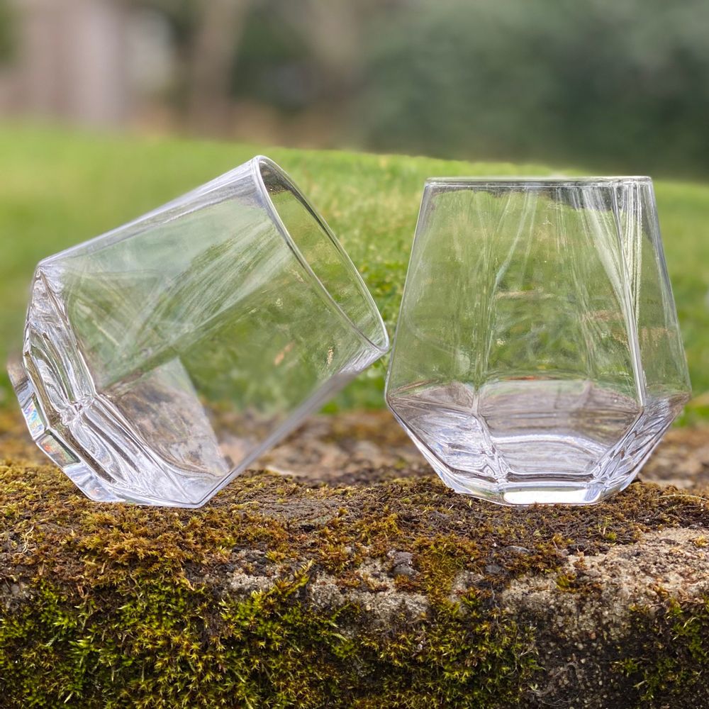 RADIANT by PUIK - classy diamond shaped crystal glass - set of 2 - Provence Home Living Store