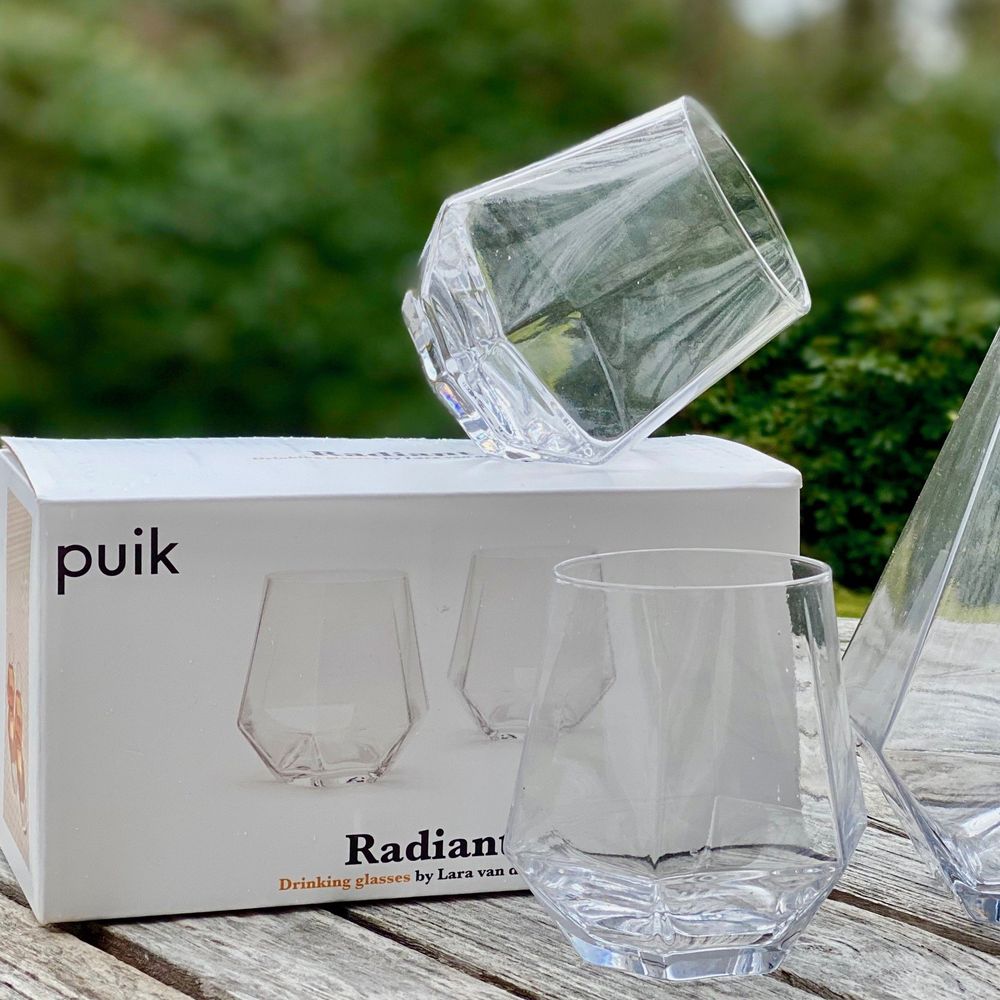 RADIANT by PUIK - classy diamond shaped crystal glass - set of 2 - Provence Home Living Store