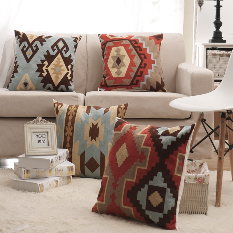 Kilim Pattern Cushion Cover Embroidery Throw Pillow Cover For Sofa - Provence Home Living Store