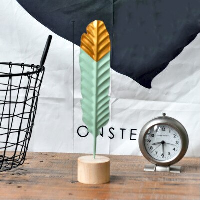 Modern Iron Feather Wooden Base Decorations - Provence Home Living Store