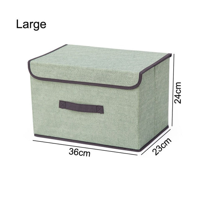 Cotton Linen Storage Box With Cap 2 Size Clothes Socks Toy Snacks Sundries Organizer Set Fabric Boxes Cosmetics Household - Provence Home Living Store