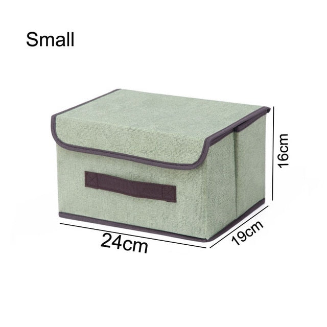 Cotton Linen Storage Box With Cap 2 Size Clothes Socks Toy Snacks Sundries Organizer Set Fabric Boxes Cosmetics Household - Provence Home Living Store