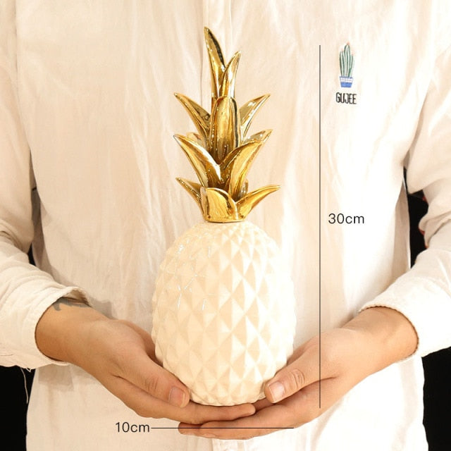 Nordic Light Luxury Ceramic Pineapple Golden Creative Home Living Room Porch Model Room Soft Decoration Wedding Gift - Provence Home Living Store