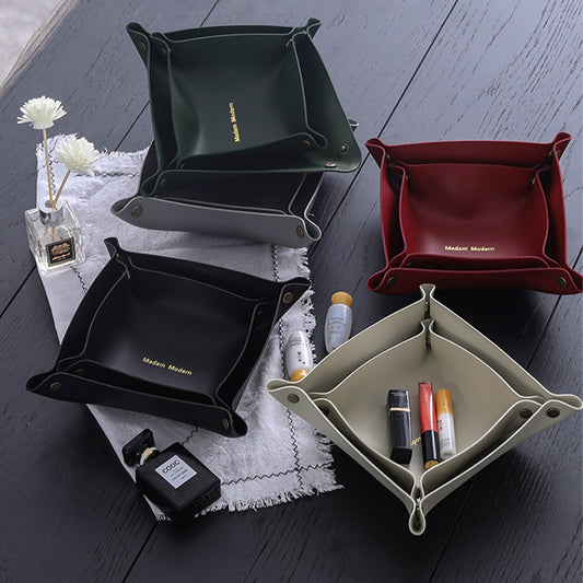 Leather Storage Box Desktop Storage Storage Tray Jewelry Key Sundries Makeup Lipstick Portable Home Storage Appliance - Provence Home Living Store