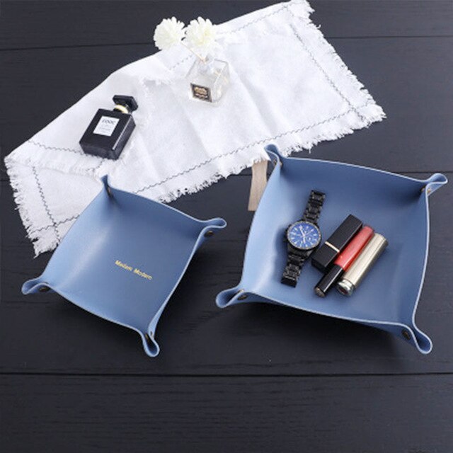 Leather Storage Box Desktop Storage Storage Tray Jewelry Key Sundries Makeup Lipstick Portable Home Storage Appliance - Provence Home Living Store