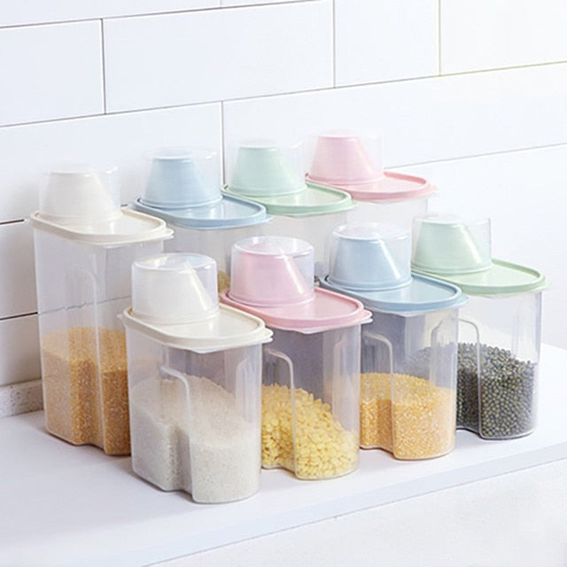 Plastic Cereal Dispenser Storage Box Kitchen Food Grain Rice Container Nice Kitchen Rice Storage Box Flour Grain Storage - Provence Home Living Store