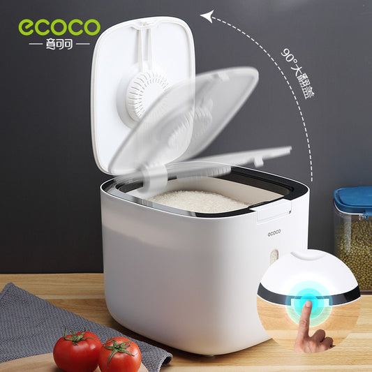 ECOCO 5/10KG Kitchen Nano Bucket Insect-proof Moisture-proof Sealed Rice Bucket Grain Pet Food Storage Container Rice Box - Provence Home Living Store