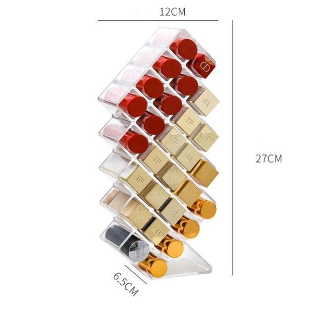 Lipstick Holder Make-up Organizer Cosmetic Storage Box Lip Gloss Storage Rotating Display Stand Transparent Plastic Storage Box - Provence Home Living Store