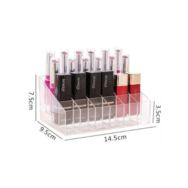 Lipstick Holder Make-up Organizer Cosmetic Storage Box Lip Gloss Storage Rotating Display Stand Transparent Plastic Storage Box - Provence Home Living Store