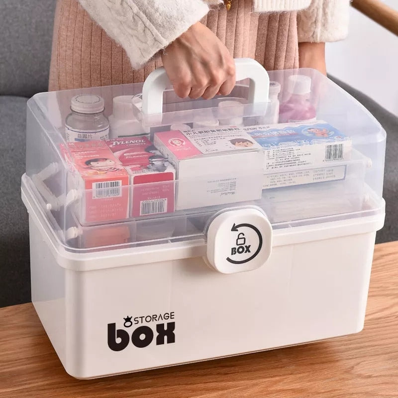 Plastic Tier Medicine Boxes Storage Box Large Capacity Drawer Sundries Organizer Folding Medicine Chest Storage First Aid Kit - Provence Home Living Store