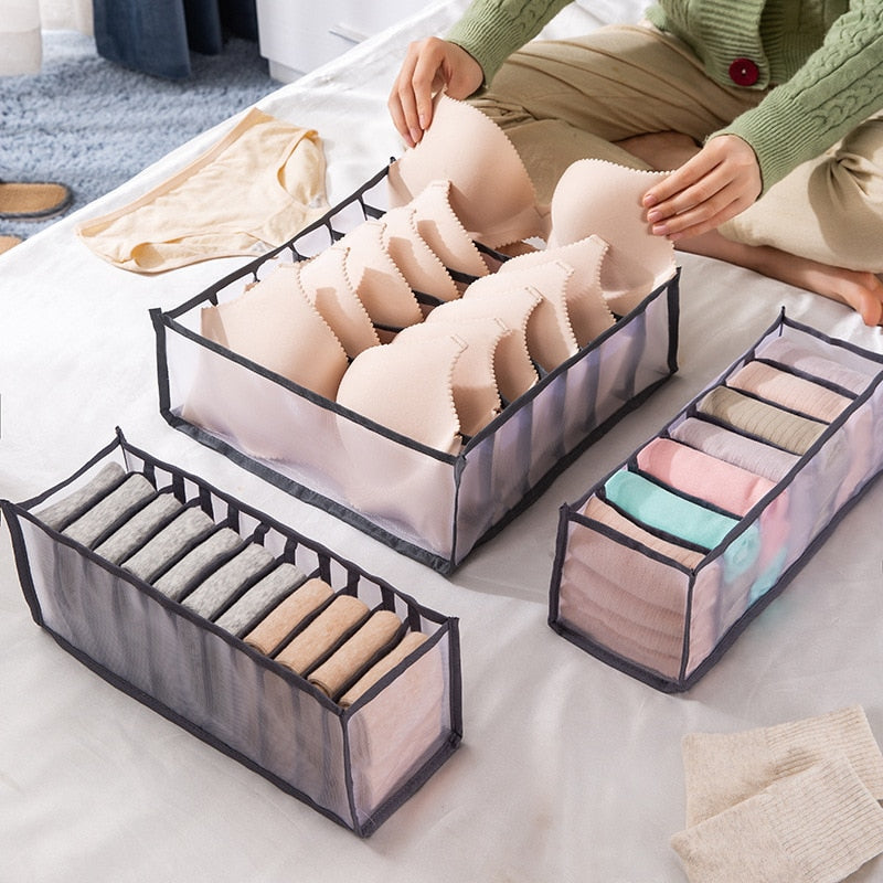 Dormitory closet organizer for socks home separated underwear storage box 7 grids jeans bra organizer foldable drawer organizer - Provence Home Living Store