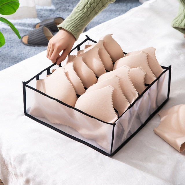 Dormitory closet organizer for socks home separated underwear storage box 7 grids jeans bra organizer foldable drawer organizer - Provence Home Living Store