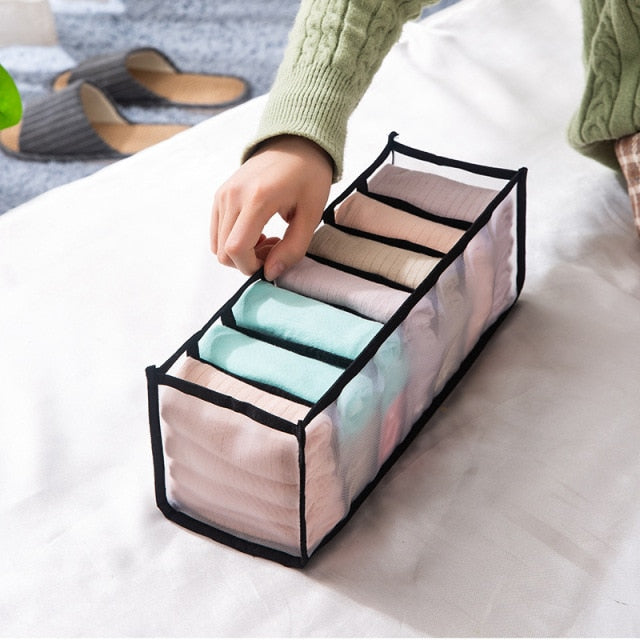 Dormitory closet organizer for socks home separated underwear storage box 7 grids jeans bra organizer foldable drawer organizer - Provence Home Living Store