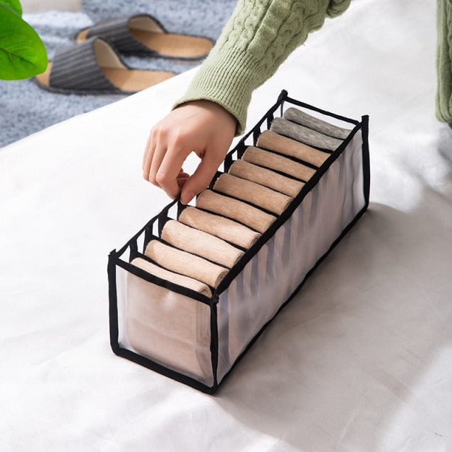 Dormitory closet organizer for socks home separated underwear storage box 7 grids jeans bra organizer foldable drawer organizer - Provence Home Living Store