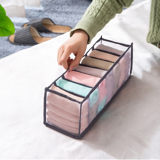 Dormitory closet organizer for socks home separated underwear storage box 7 grids jeans bra organizer foldable drawer organizer - Provence Home Living Store