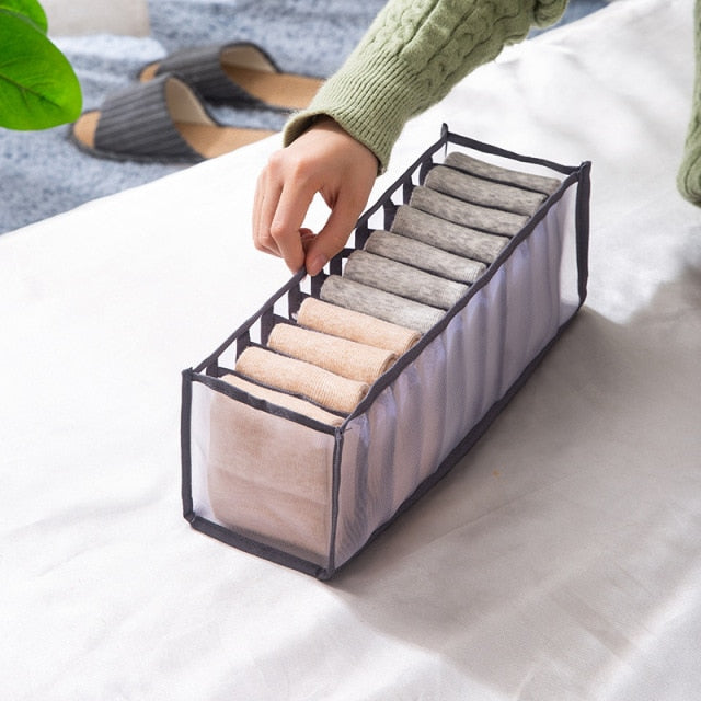 Dormitory closet organizer for socks home separated underwear storage box 7 grids jeans bra organizer foldable drawer organizer - Provence Home Living Store