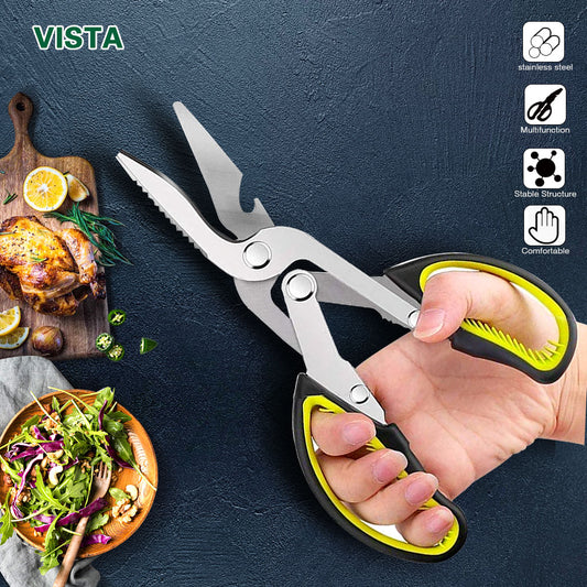 Kitchen Scissors 6 in 1 2cr13 Heavy Duty Curved Multifunctional Chicken Bone Scissors for Food Vegetable Fishing Cooking knife - Provence Home Living Store