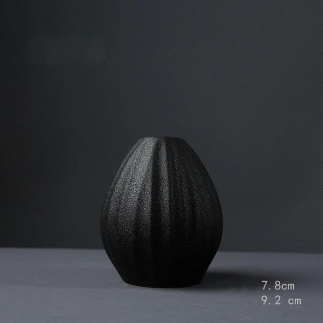 Black Ceramic Small Vase Home Decoration Crafts Tabletop Ornament Simplicity Japanese-style Decoration - Provence Home Living Store