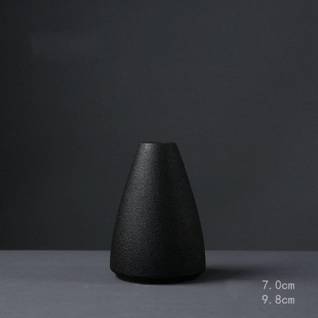 Black Ceramic Small Vase Home Decoration Crafts Tabletop Ornament Simplicity Japanese-style Decoration - Provence Home Living Store