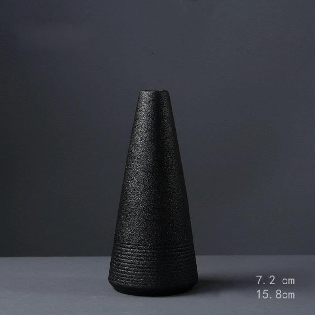 Black Ceramic Small Vase Home Decoration Crafts Tabletop Ornament Simplicity Japanese-style Decoration - Provence Home Living Store