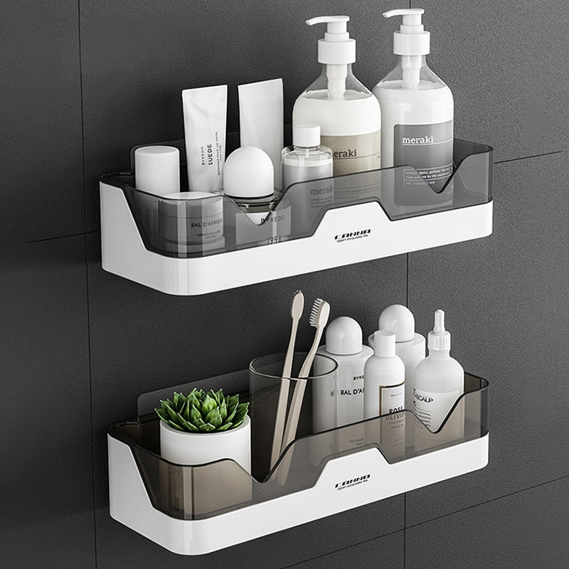 Waterproof Wall-mounted Plastic Storage Shelf Fashion Simple Style Shower Organizer Rack Kitchen And Bathroom Storage Holder - Provence Home Living Store