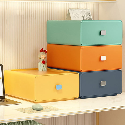 Colorful Desktop Stackable Organizer Drawer Office Accessories Storage Box Makeup Plastic Storage Container Bathroom Storage - Provence Home Living Store