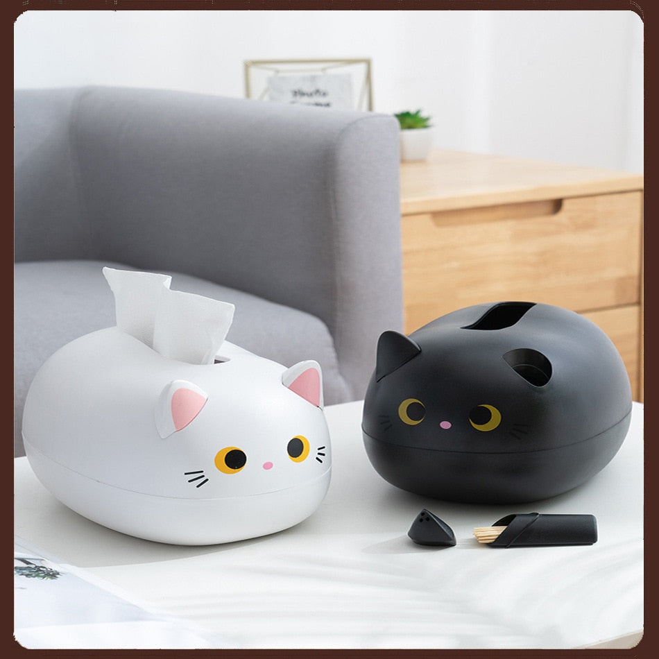 Kawaii Cat Tissue Box Desktop Toilet Paper Holder Kitchen Napkin Storage Box Wc Paper Container Nordic Style Home Decoration - Provence Home Living Store