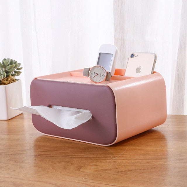 Tissue Storage Box Napkin Holder Multifunctional Sundries Storage Ontainer Living Room Stationery Organizer Box for Home Office - Provence Home Living Store