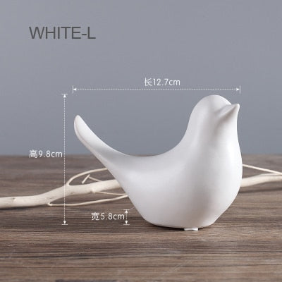 Nordic Creative White Ceramic Bird Figurines Home Decoration Accessories Party Crafts for Living Room Shelves Wedding Ornaments - Provence Home Living Store