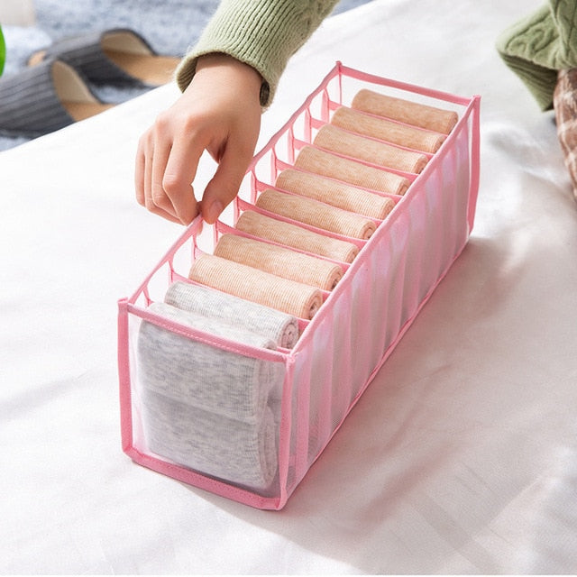 Dormitory closet organizer for socks home separated underwear storage box 7 grids jeans bra organizer foldable drawer organizer - Provence Home Living Store