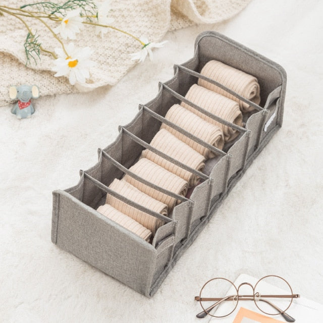 Dormitory closet organizer for socks home separated underwear storage box 7 grids jeans bra organizer foldable drawer organizer - Provence Home Living Store