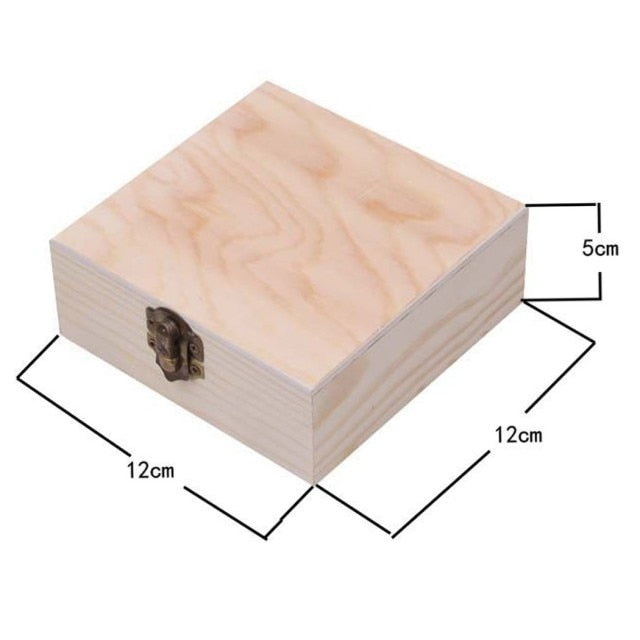 S/M/L Wooden Storage Box Plain Wood With Lid Multifunction Square Hinged Craft Gift Boxes For Home Supply Storage Decoration - Provence Home Living Store